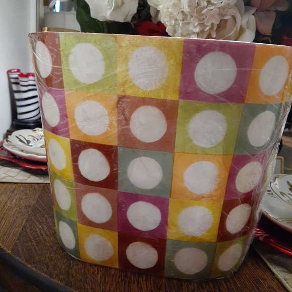 MACKENZIE CHILDS UNORTHDOT WASTE BIN BASKET NEW - Picture 3 of 5